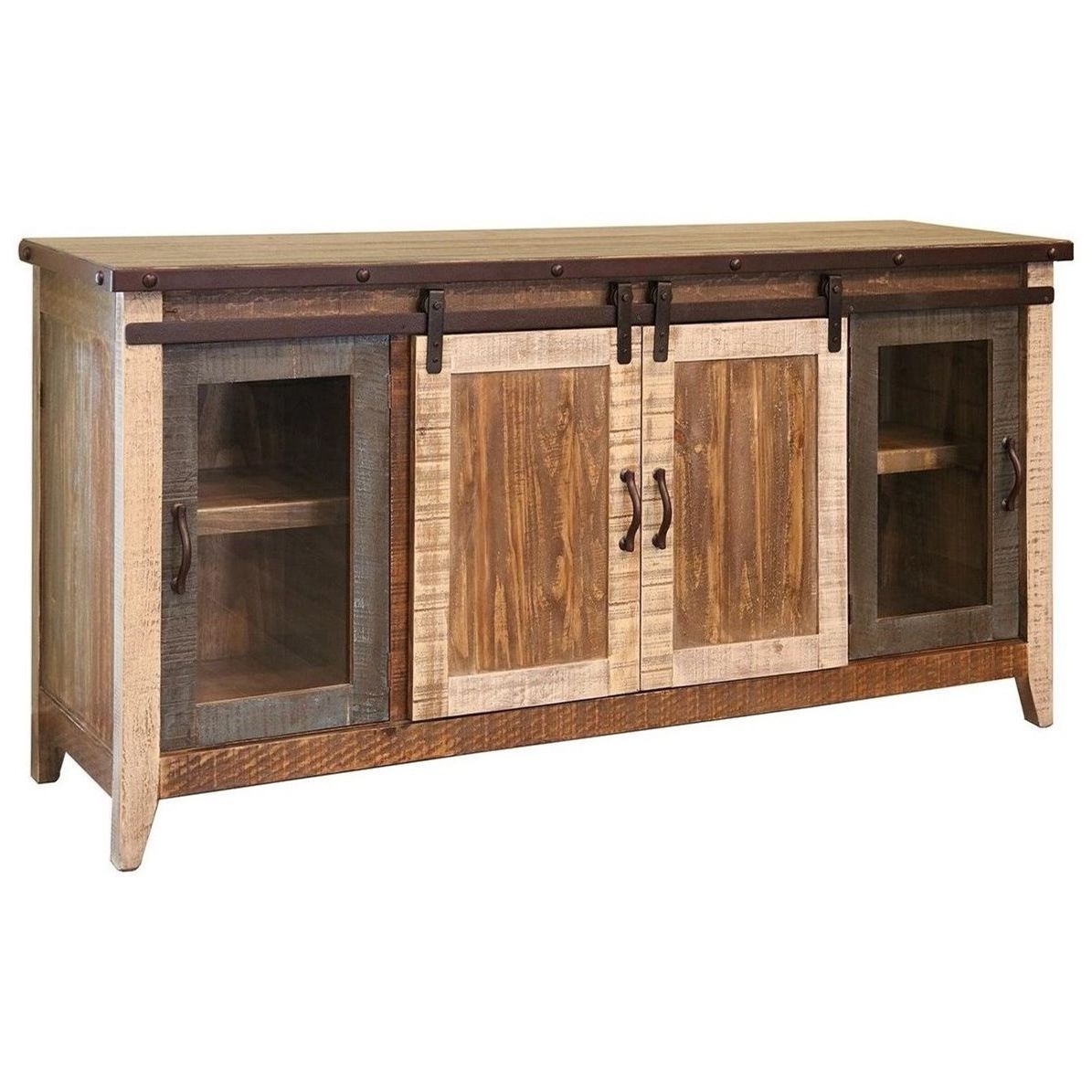 Recent Vfm Signature 900 Antique Rustic 70" Tv Stand With Sliding Within Robinson Rustic Farmhouse Sliding Barn Door Corner Tv Stands (View 10 of 10)