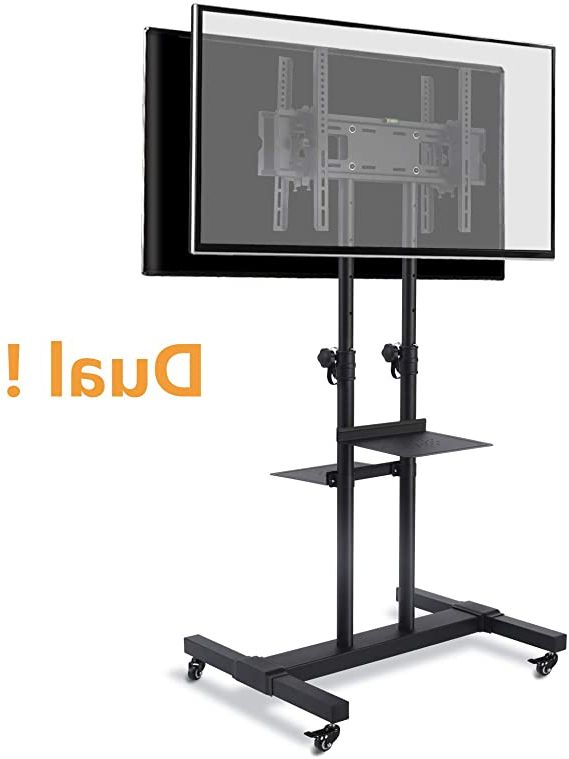 Rolling Tv Cart Mobile Tv Stands With Lockable Wheels For Widely Used Amazon: Tavr Dual Mobile Tv Stand Rolling Tv Cart (Photo 1 of 10)