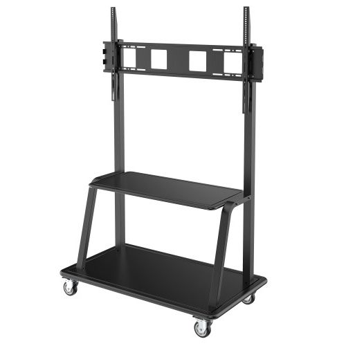 Rolling Tv Stands – These Tv Stands With Lockable Cabinets Intended For Fashionable Rfiver Modern Tv Stands Rolling Wheels Black Steel Pole (Photo 10 of 10)