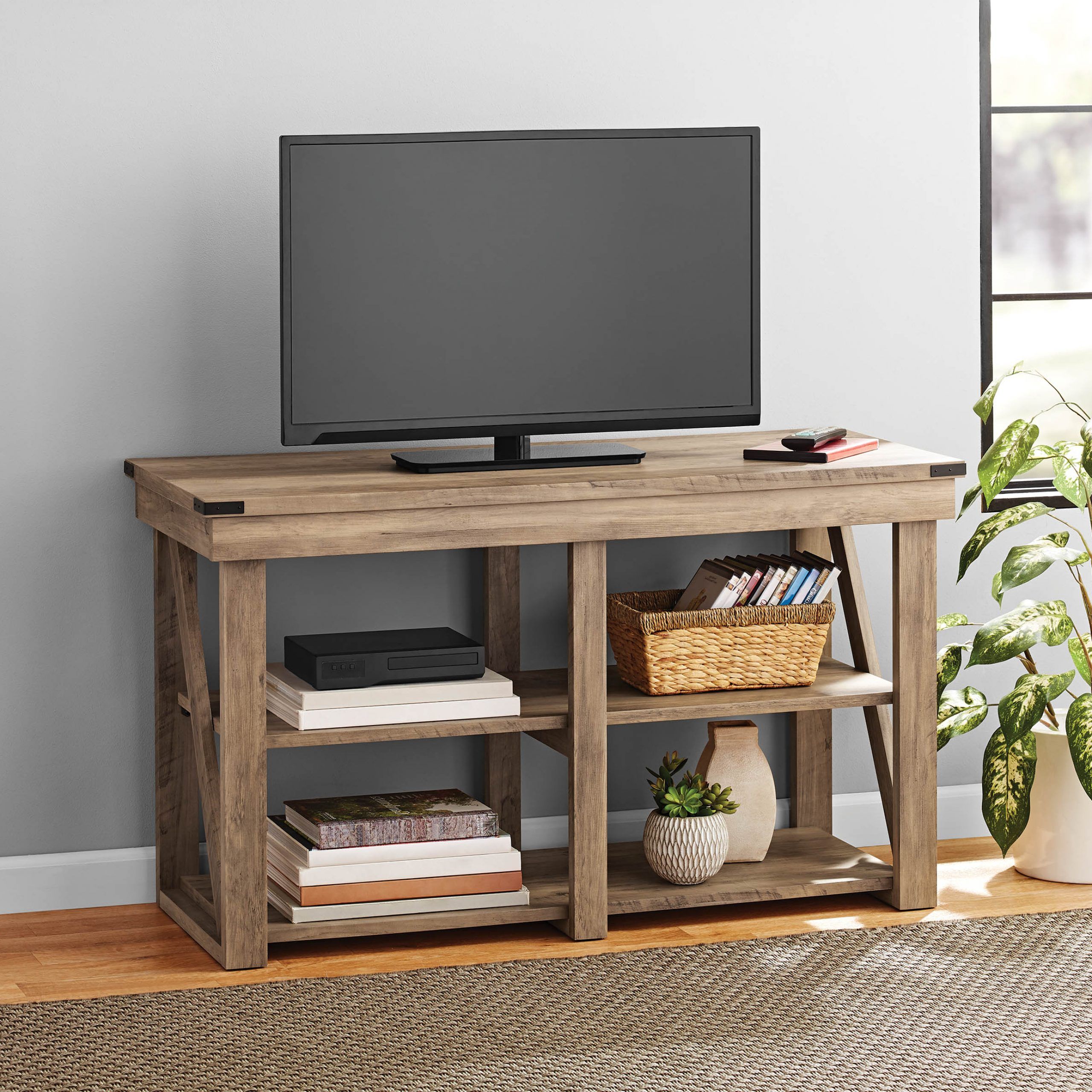 Sahika Tv Stands For Tvs Up To 55" Inside Recent Mainstays Lawson Tv Stand For Tvs Up To 55", Rustic Oak (Photo 2 of 25)