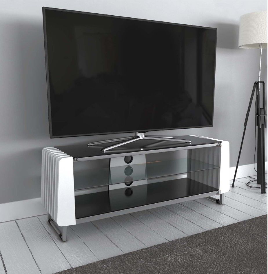 Sahika Tv Stands For Tvs Up To 55" Intended For Fashionable Avf Grv1250a White Options Groove Tv Stand For Up To 55 (Photo 10 of 25)