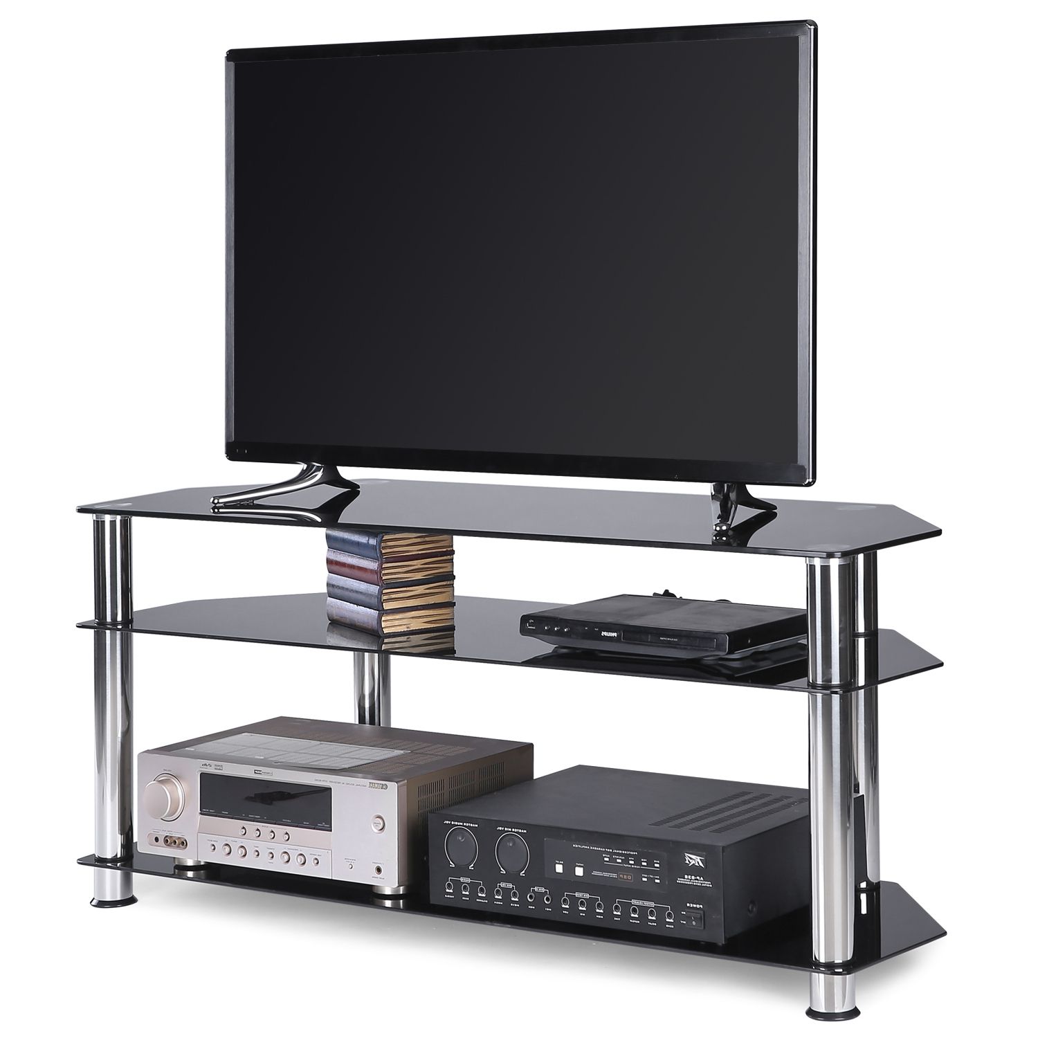 Sahika Tv Stands For Tvs Up To 55" Intended For Preferred Contemporary Black Corner Glass Tv Stand For Tvs Up To 55 (Photo 5 of 25)