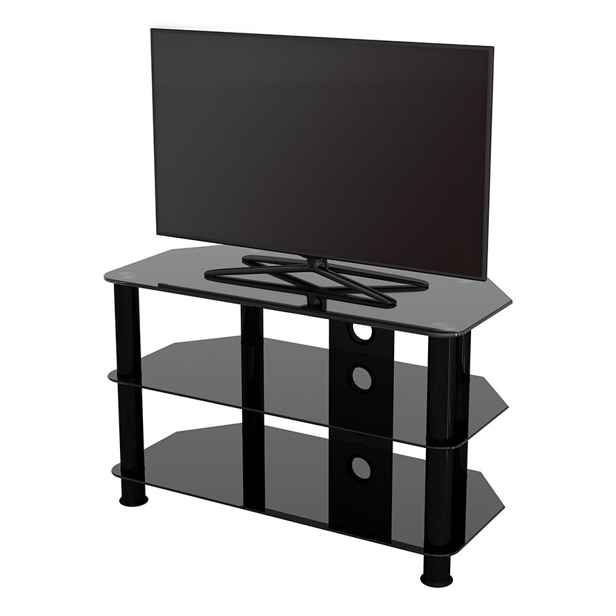 Sdc800cmbb: Classic – Corner Glass Tv Stand With Cable Within Best And Newest Tv Stands With Cable Management (Photo 3 of 10)