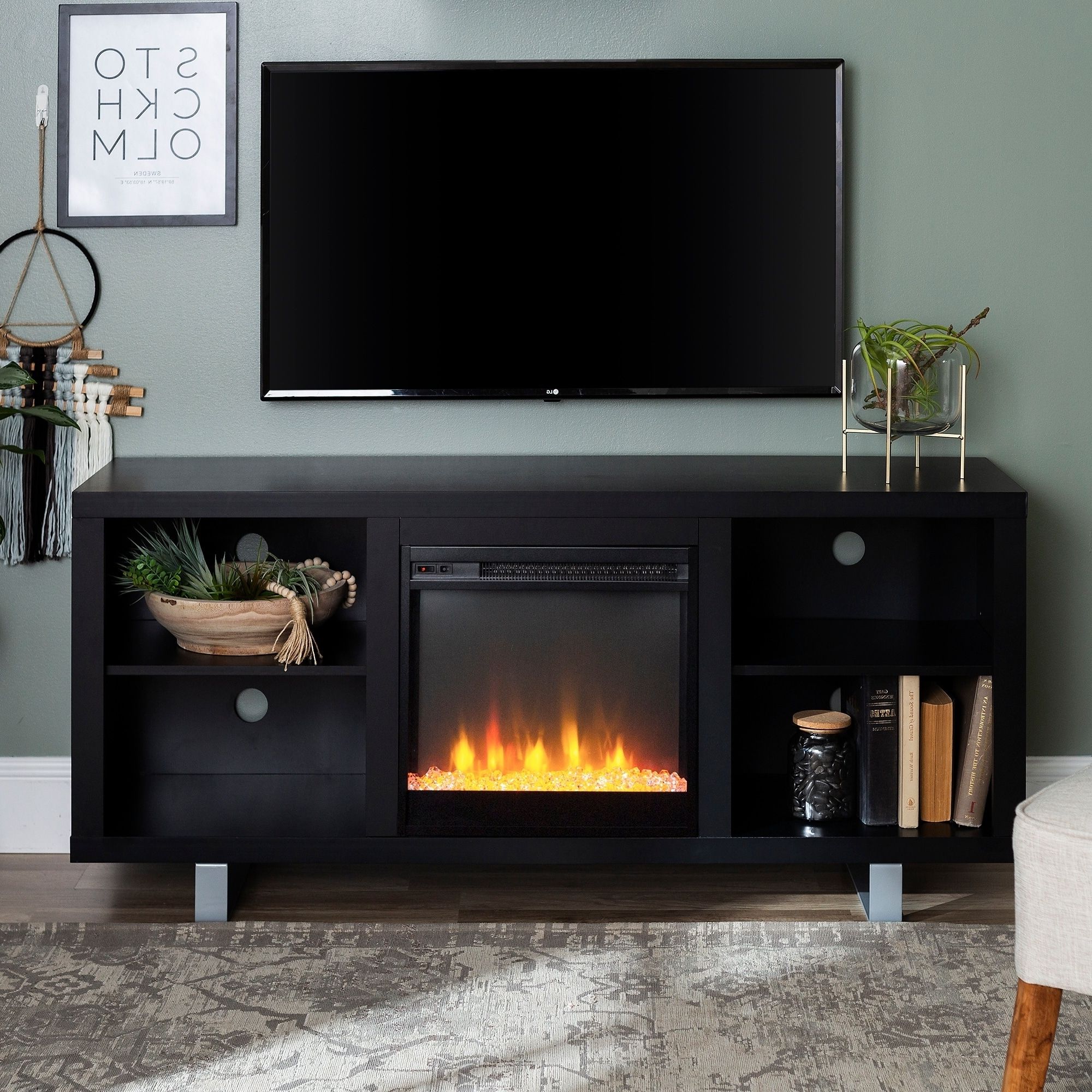 Simple Open Storage Shelf Corner Tv Stands Inside Latest Middlebrook Designs 58 Inch Modern Fireplace Tv Stand (View 7 of 10)