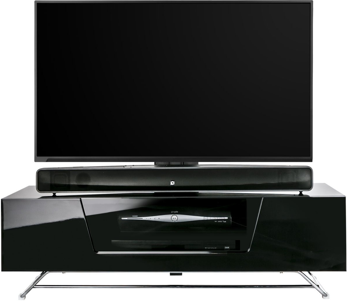 Trendy Alphason Chromium 1200 Black Cantilever Tv Stand For Up To Inside Chromium Tv Stands (Photo 22 of 25)