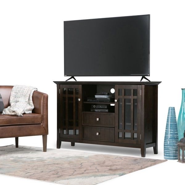 Trendy Shop Wyndenhall Freemont Collection Dark Tobacco Brown Within Mission Corner Tv Stands For Tvs Up To 38" (Photo 3 of 10)