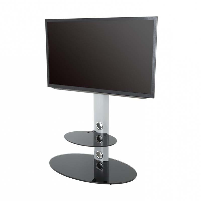Tv Stands Fwith Tv Mount Silver/black For Most Up To Date Avf Lugano Pedestal Stand With 32 To 65 Inch Tv Mount (View 9 of 10)
