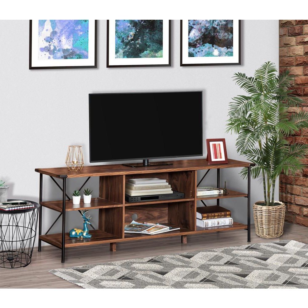 Tv Stands With Cable Management For Tvs Up To 55" Intended For Current Agh Deco Brunei 65 In. Brown Composite Tv Stand Fits Tvs (Photo 5 of 10)