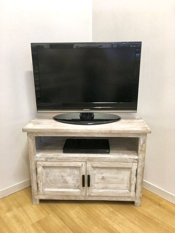 Tv With Wood Corner Storage Console Tv Stands For Tvs Up To 55" White (View 9 of 10)