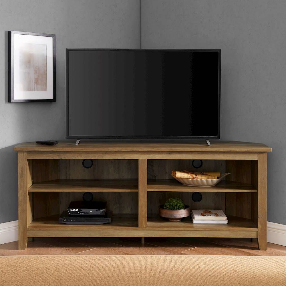 Walker Edison Corner Open Shelf Tv Stand For Most Flat Within Latest Camden Corner Tv Stands For Tvs Up To 60" (View 5 of 10)