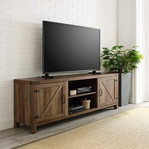 Walker Edison Furniture Company Modern Farmhouse Barn Wood Within 2017 Walker Edison Farmhouse Tv Stands With Storage Cabinet Doors And Shelves (View 6 of 10)