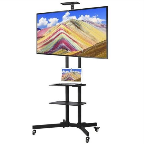 Well Known 32 65" Adjustable Mobile Tv Stand Mount Universal Flat Inside Easyfashion Adjustable Rolling Tv Stands For Flat Panel Tvs (Photo 8 of 10)