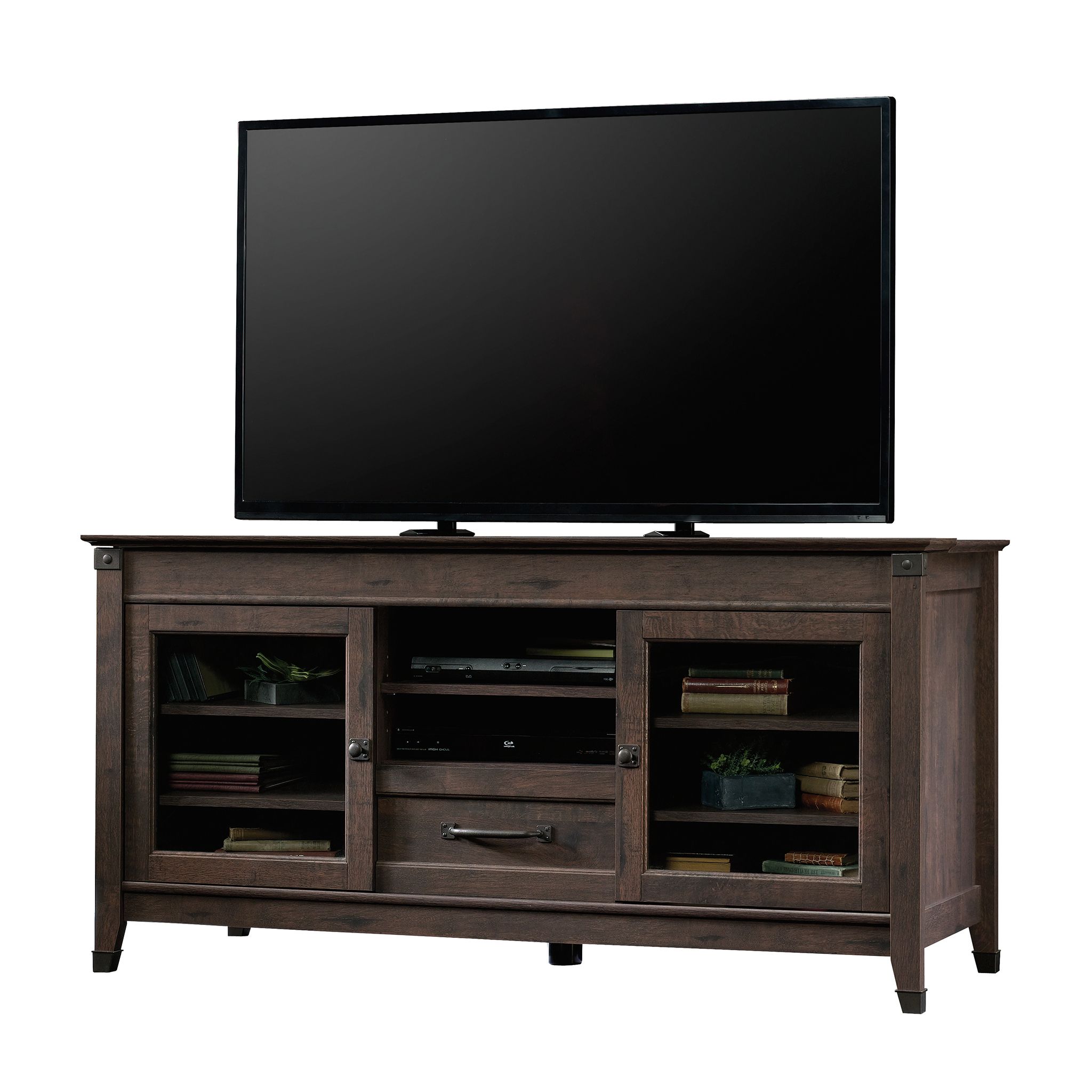 Well Known 60" Corner Tv Stands Washed Oak For Sauder Carson Forge Tv Stand For Tvs Up To 60", Coffee Oak (Photo 10 of 10)