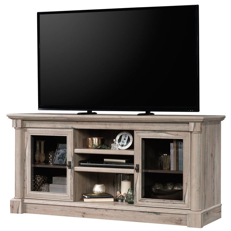 Well Known 60" Corner Tv Stands Washed Oak In Sauder Palladia Contemporary Wood 60" Tv Stand In Split (View 7 of 10)