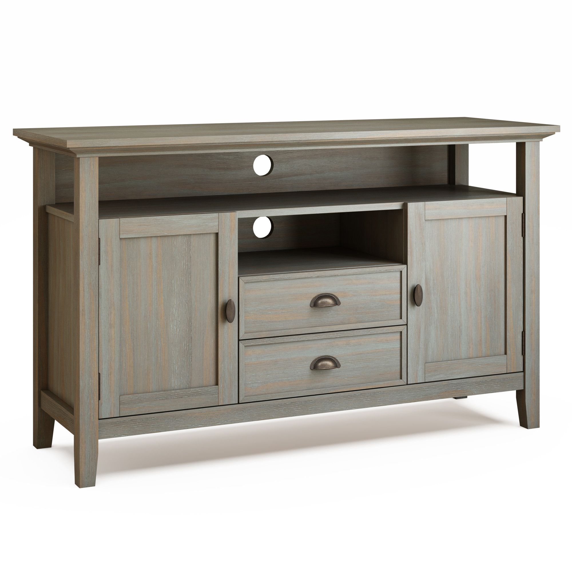 Well Known Harbor Wide Tv Stands With Brooklyn + Max Stanwick Solid Wood 54 Inch Wide Rustic Tv (View 4 of 25)