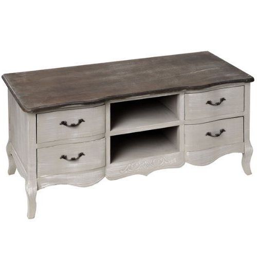 Well Known Rustic Grey Tv Stand Media Console Stands For Living Room Bedroom With Regard To Shabby Chic Antiqued French Grey Tv Stand Media Unit (View 7 of 10)