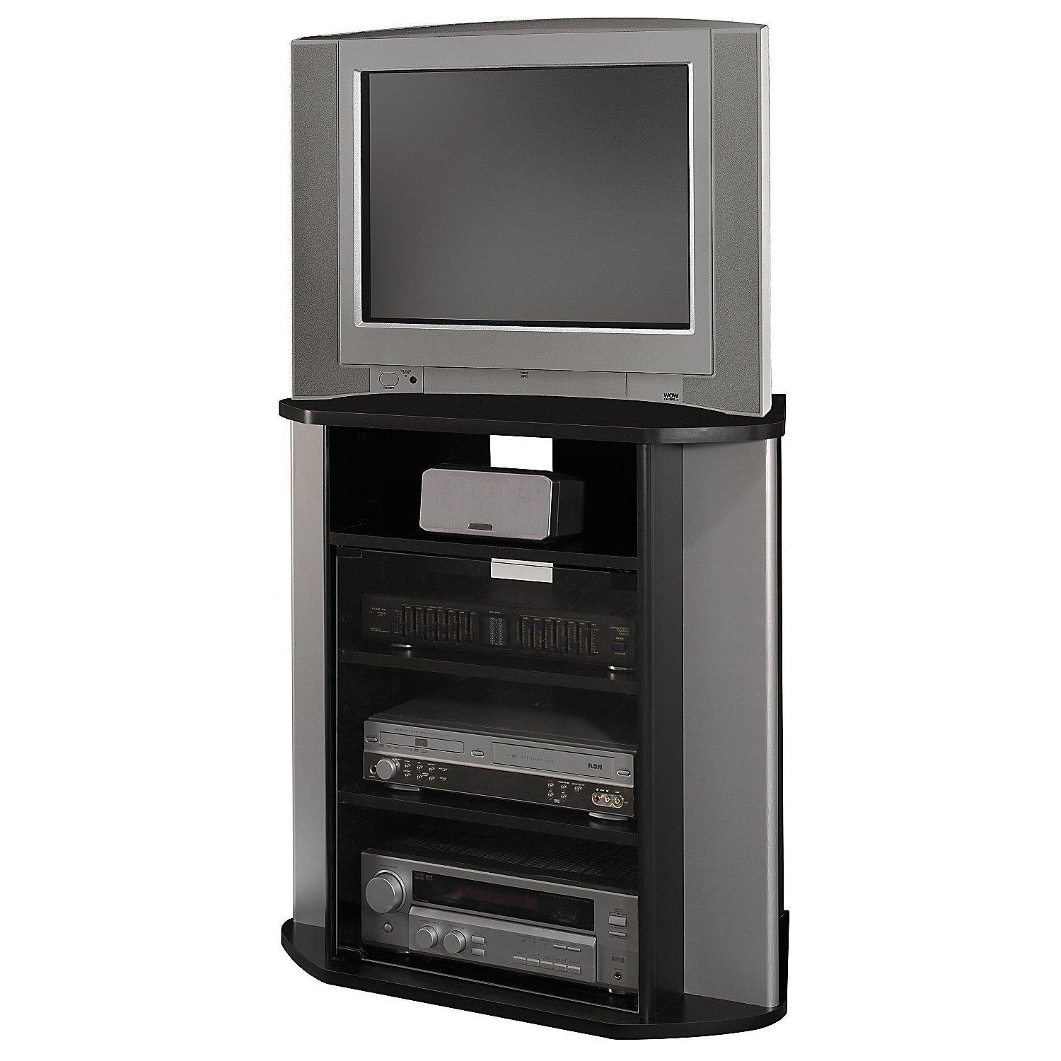 Well Known Vasari Corner Flat Panel Tv Stands For Tvs Up To 48" Black Intended For Bush Furniture Tall Corner Tv Standoj Commerce (View 8 of 10)