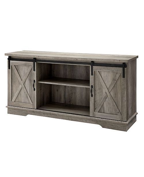 Well Known Walker Edison 58" Farmhouse Tv Stand With Sliding Barn Throughout Jaxpety 58" Farmhouse Sliding Barn Door Tv Stands (Photo 9 of 10)