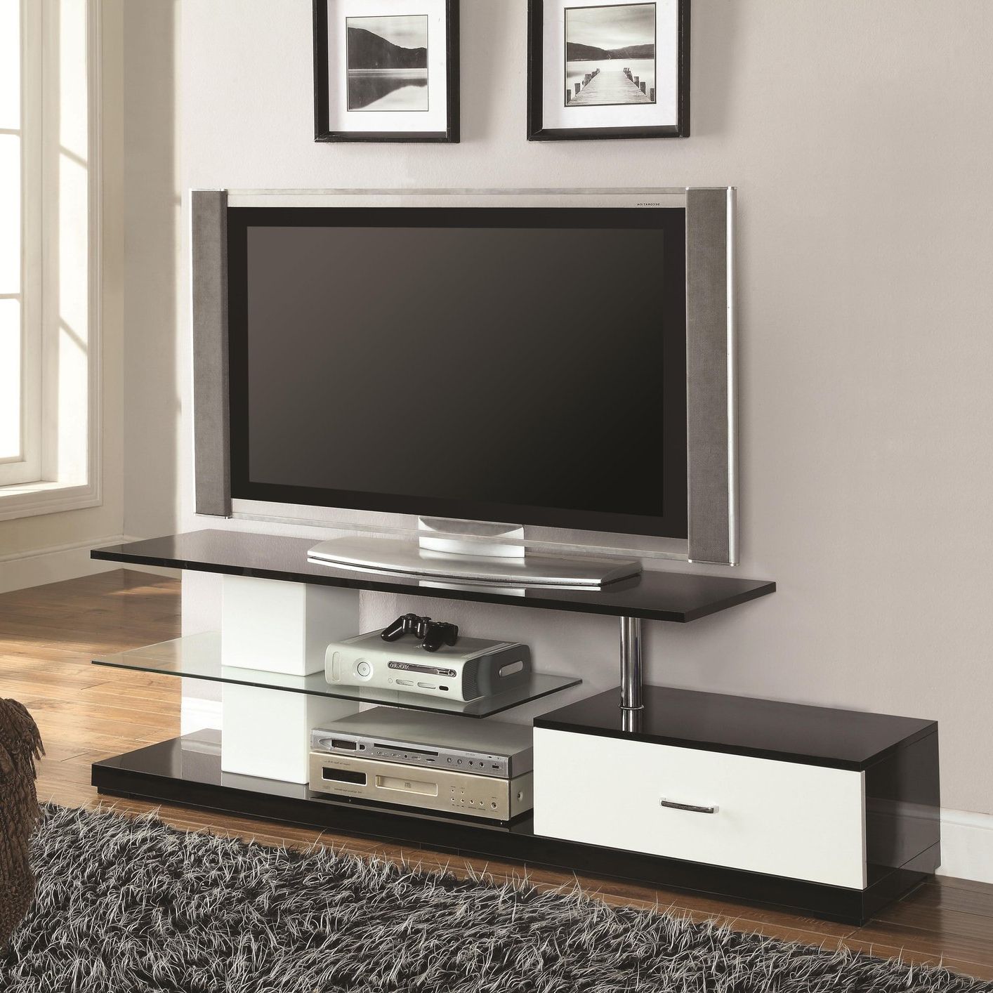 Well Known White Metal Tv Stand – Steal A Sofa Furniture Outlet Los With Regard To Tabletop Tv Stands Base With Black Metal Tv Mount (View 6 of 10)