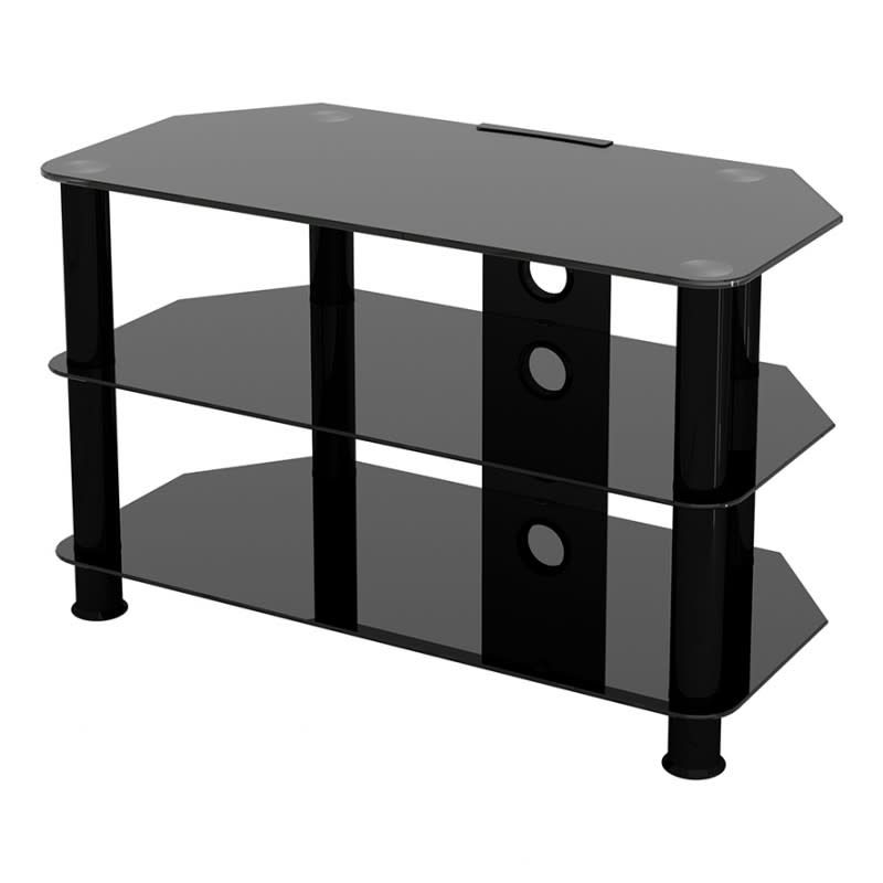 Widely Used Avf Group Classic Corner Glass Tv Stand With Cable Throughout Corner Tv Stands For Tvs Up To 43" Black (Photo 1 of 10)