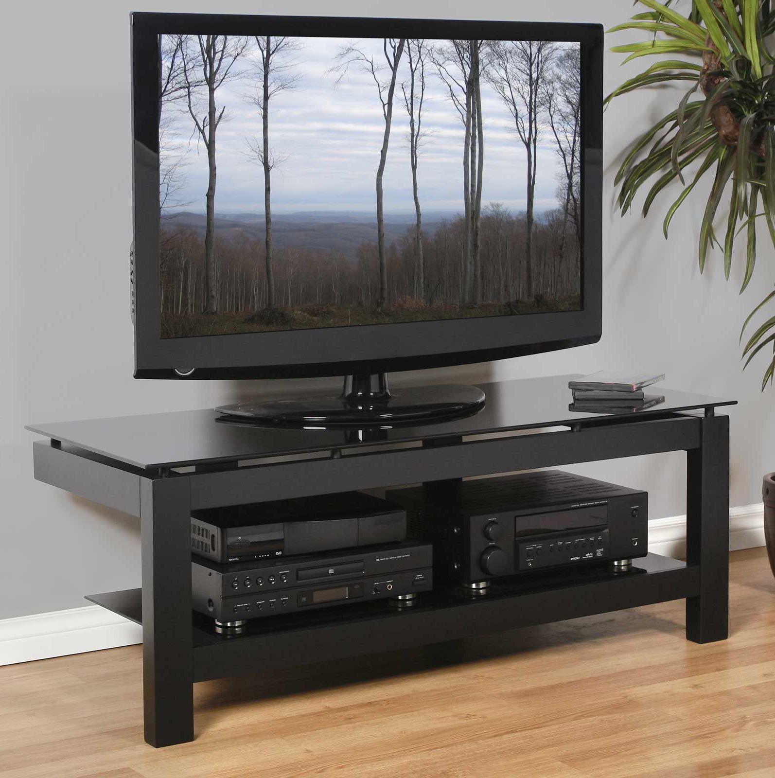 Widely Used Low Profile 50 Inch Tv Stand – Black In Tv Stands Throughout Glass Shelves Tv Stands For Tvs Up To 50" (View 5 of 10)
