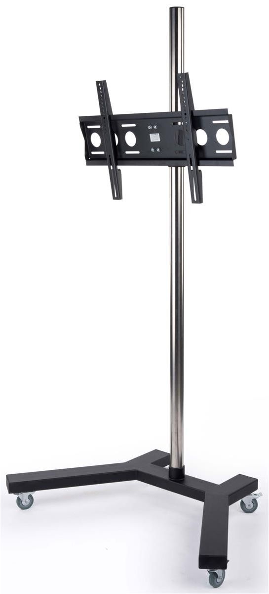 Widely Used This Monitor Stand Has Lockable Casters For A Stable Throughout Rfiver Modern Tv Stands Rolling Wheels Black Steel Pole (Photo 6 of 10)