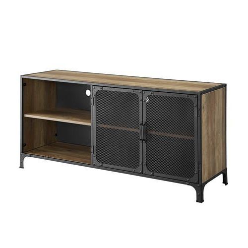 Widely Used Urban Industrial Rustic Oak Tv Stand With Metal Mesh Doors Within Urban Rustic Tv Stands (View 1 of 10)