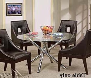 Amazon – Dining Table With Glass Top And Metal Stands Regarding Well Known Chrome Metal Dining Tables (View 8 of 10)