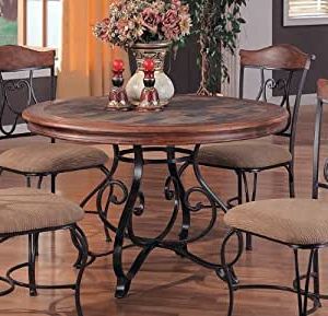 Amazon – Slate Insert Top W/antique Brown Metal Base With Regard To Latest Vintage Brown 48 Inch Round Dining Tables (View 1 of 10)