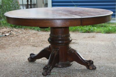 Antique Oak Dining Tables Intended For 2020 Antique Oak Claw Foot Pedestal Dining Table — Antique (View 3 of 10)
