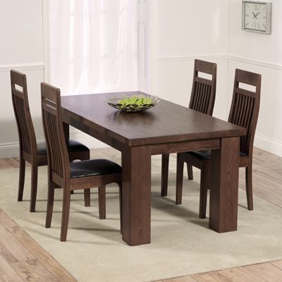 Belgravia Dark Solid Oak 150cm Dining Table With 4 Monty With Fashionable Dark Oak Wood Dining Tables (View 6 of 10)