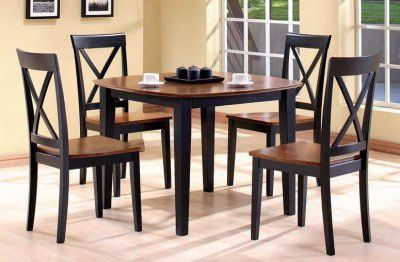 Best And Newest Dark Walnut And Black Dining Tables For Black & Walnut Two Tone Finish 5pc Modern Dining Table Set (View 3 of 10)