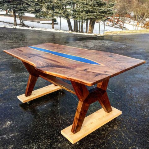 Black Walnut Epoxy River Dining Table (View 4 of 10)