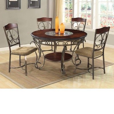 Dani 5pc Dining Set Brown – Home Source Industries With Regard To Popular Dark Brown Round Dining Tables (View 3 of 10)