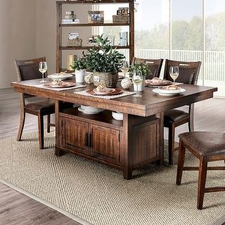 Famous Furniture Of America Rainier Rustic Walnut 75 Inch Dining Pertaining To Rustic Honey Dining Tables (View 4 of 10)
