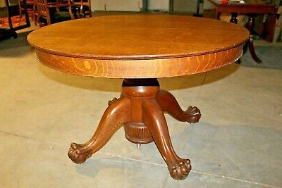 Fashionable Antique Oak Pedestal Table With Ball & Claw Feet 48" Round For Vintage Brown Round Dining Tables (View 8 of 10)