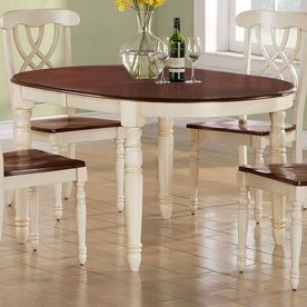 Favorite Shop Monarch Specialties Antique White/walnut Oval Dining Regarding Vintage Brown 48 Inch Round Dining Tables (View 9 of 10)