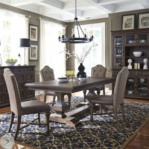 Favorite Vintage Brown Round Dining Tables With Regard To Lucca Brown Double Pedestal Dining Table From Liberty (View 1 of 10)
