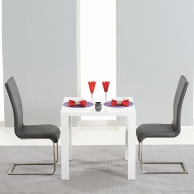 Glossy Gray Dining Tables With Regard To Well Known Harvey 80cm High Gloss White Dining Table With 2 Milan (View 1 of 10)