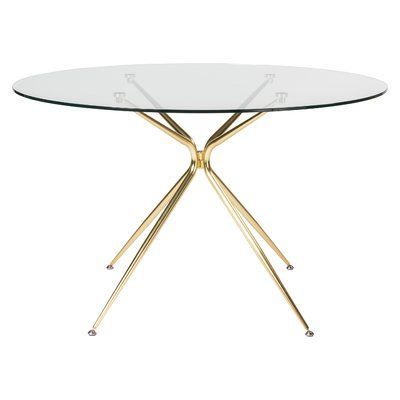 Gold Dining Tables Pertaining To Newest Orren Ellis Berndt Dining Table Color: Matte Brushed Gold (View 9 of 10)