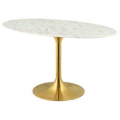 Gold Dining Tables Within Well Known Modway Lippa 54"" Oval Faux Marble Top Pedestal Dining (View 1 of 10)