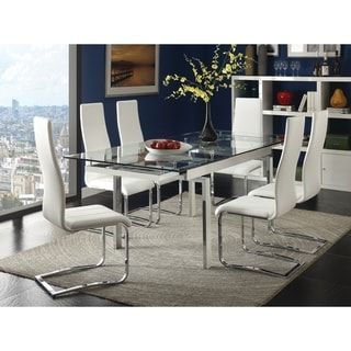 Most Popular Chrome Metal Dining Tables In Shop Furniture Of America Maza Contemporary Silver 59 Inch (View 1 of 10)
