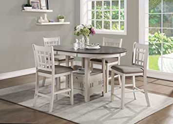 Popular White Counter Height Dining Tables In Amazon: Lexicon Meyer 5 Piece Counter Height Dining (View 7 of 10)