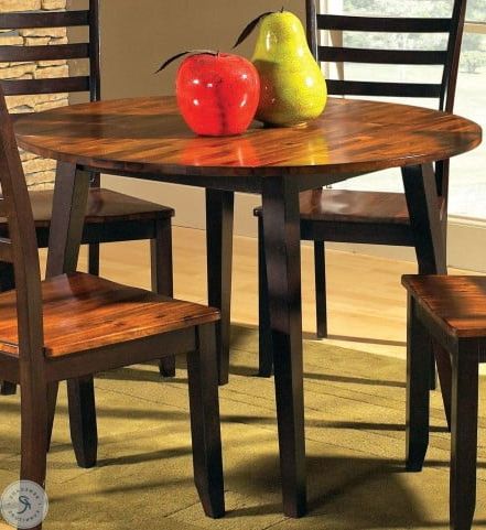 Round Dual Drop Leaf Pedestal Tables Inside Preferred Abaco Cordovan Cherry Round Double Drop Leaf Dining Table (View 10 of 10)