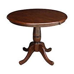 Round Pedestal Dining Tables With One Leaf Within Famous International Concepts 36 Inch Round Pedestal Table,  (View 2 of 10)