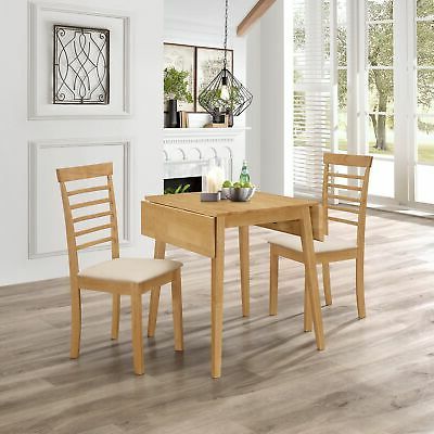 Small Solid Wooden Drop Leaf Dining Table And 2 Chairs Set Pertaining To Most Recently Released Gray Drop Leaf Tables (View 2 of 10)