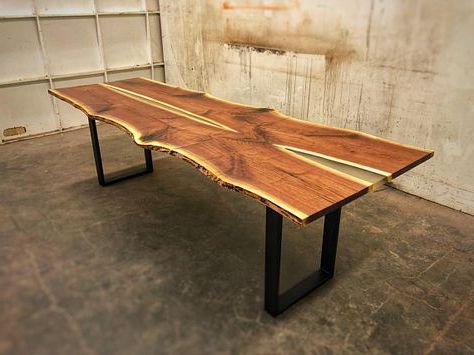 Sold – Bookmatched Black Walnut, Live Edge Dining Table Within Current Dark Walnut And Black Dining Tables (View 2 of 10)