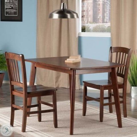Walnut And White Dining Tables Regarding Fashionable Shaye Walnut 3 Piece Dining Room Set With Slat Back Chairs (View 9 of 10)