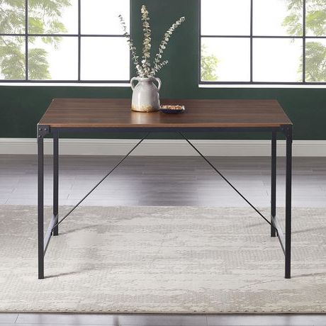 Walnut And White Dining Tables With Regard To Best And Newest 4 Person Modern Industrial Farmhouse Dining Table – Dark (View 2 of 10)