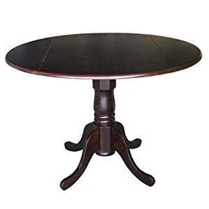 Well Known Amazon: International Concepts Round Dual Drop Leaf Intended For Round Pedestal Dining Tables With One Leaf (View 10 of 10)